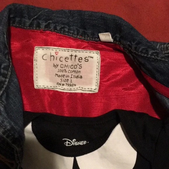 2 pieces for sale, size 18-24 month denim jacket and mini mouse bodysuit. - Picture 2 of 8